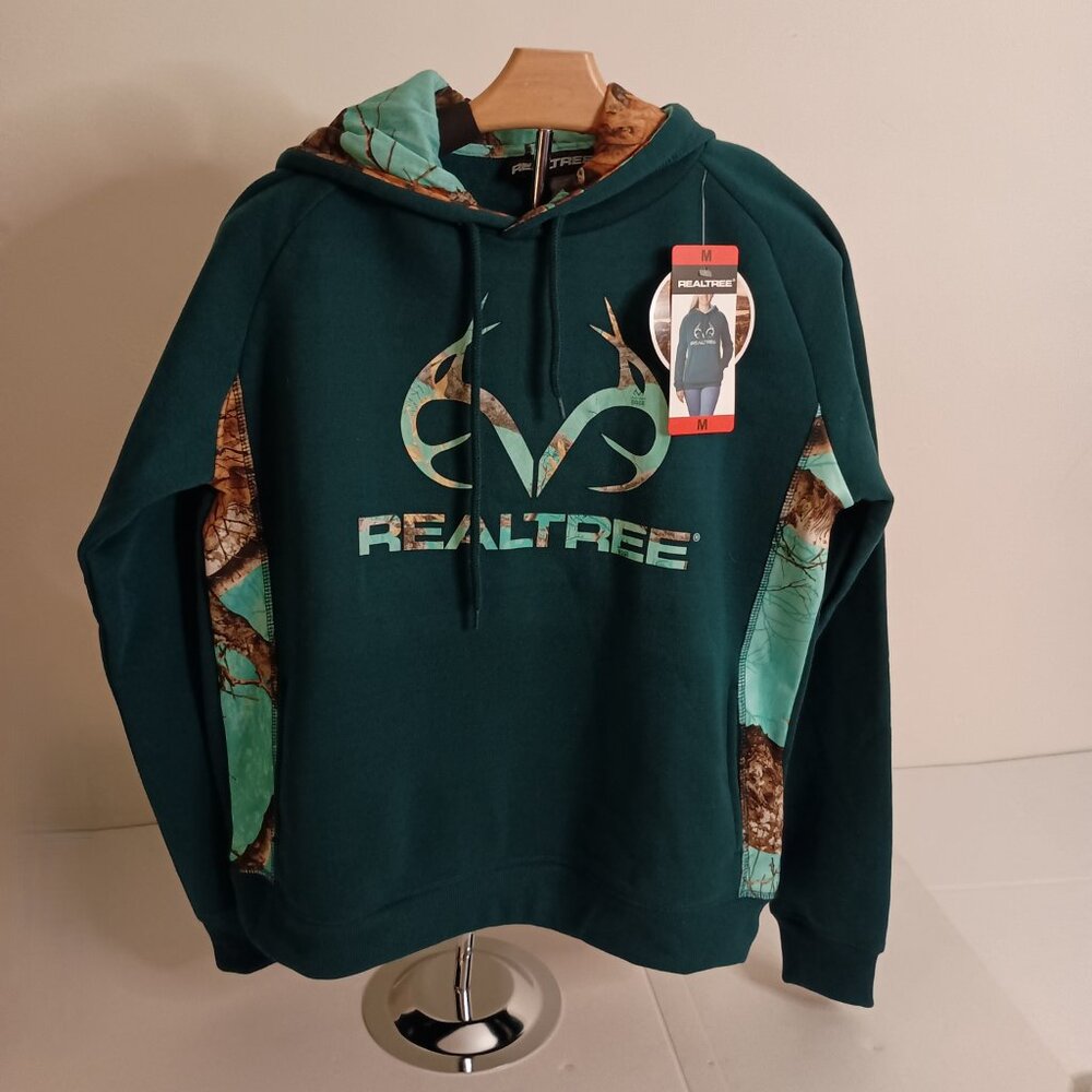 Realtree Women’s Green Camo Accent Hoodie Sweatshirt Kangaroo Pocket Size M NWT - Picture 16 of 16